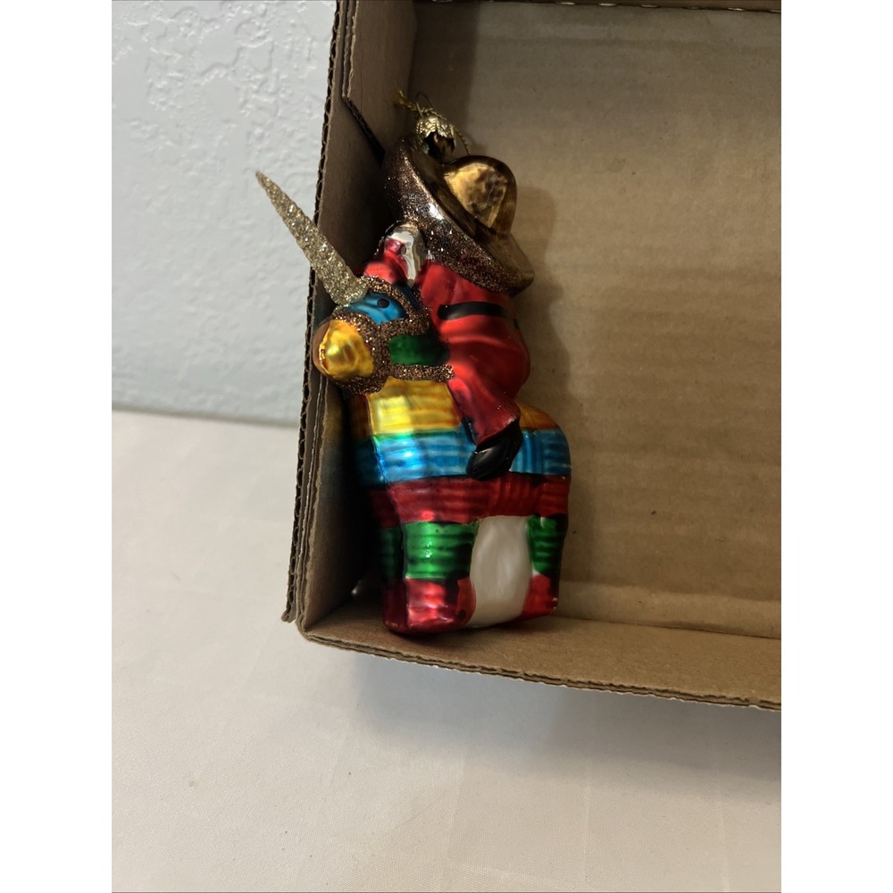 New Papa Noel Glass Christmas‎ Ornament Hispanic Mexican Santa Musician Pinata - Picture 2 of 7